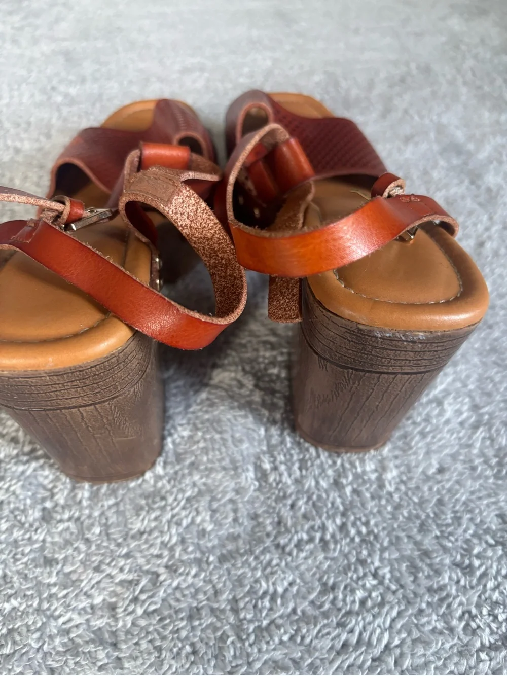 Platform Sandals Boho Y2K Leather Look Block Heel Festival